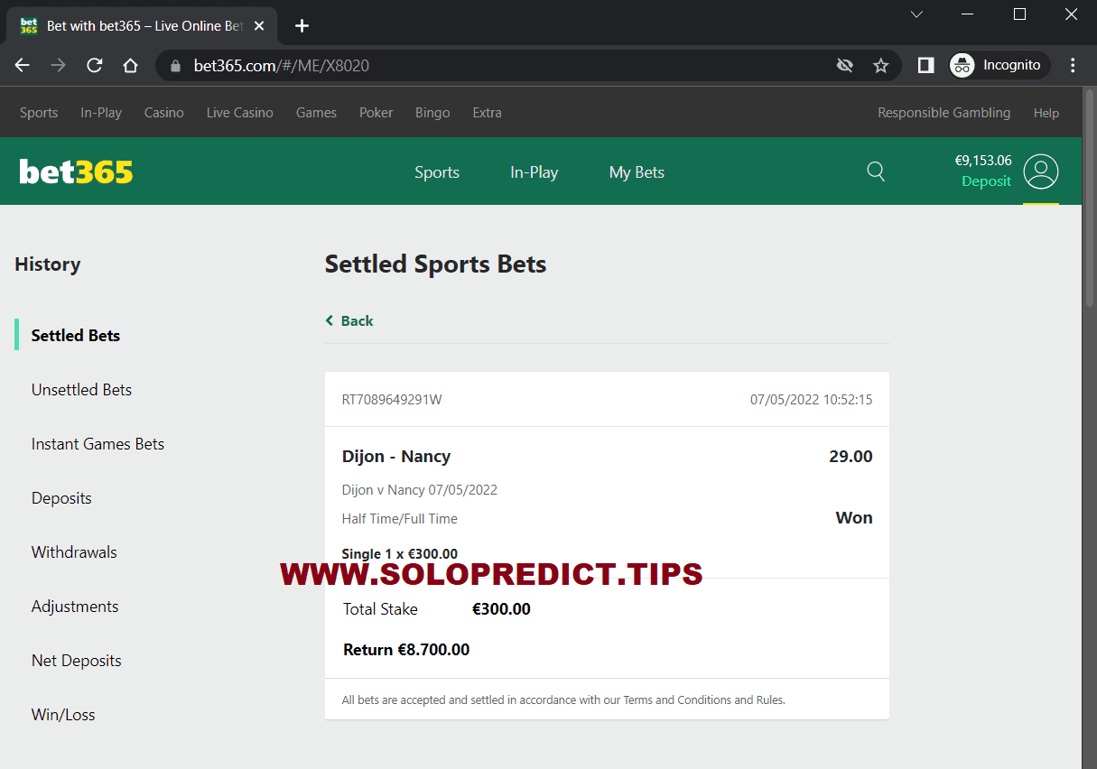 bet365 halftime fulltime fixed matches won 07 05