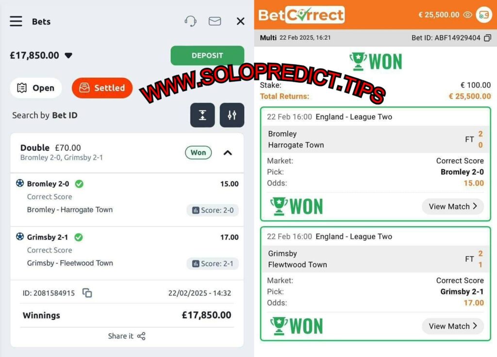 BET CORRECT FIXED MATCHES TIPS