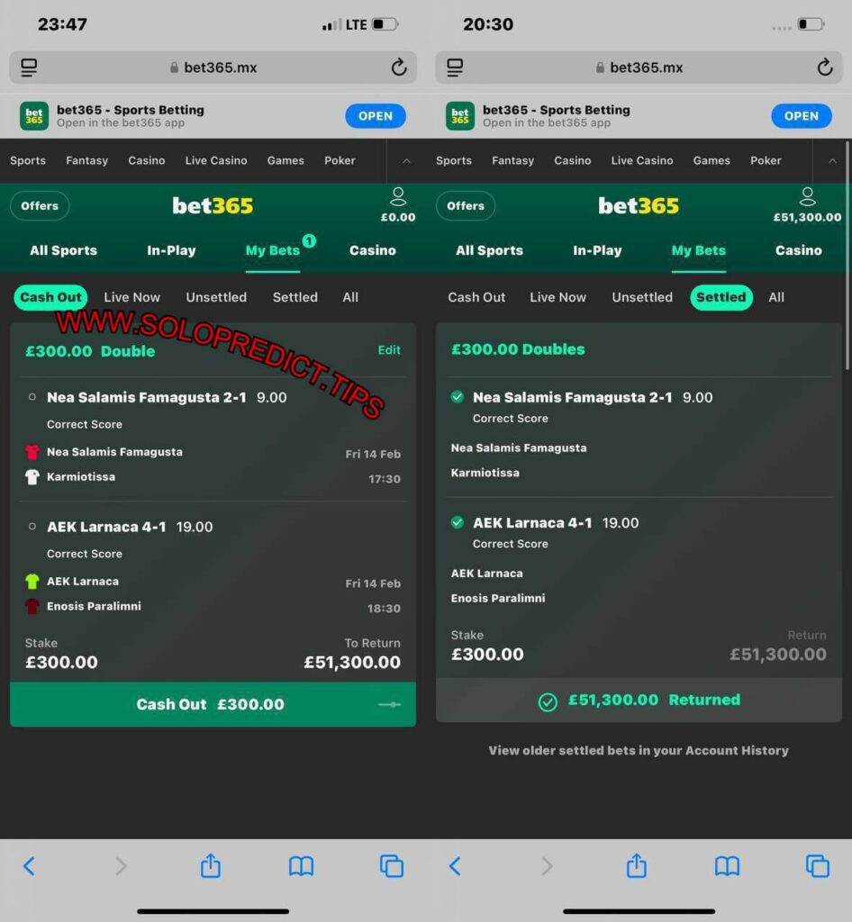 SOLO PREDICTION FIXED MATCHES TIPS ON BET365