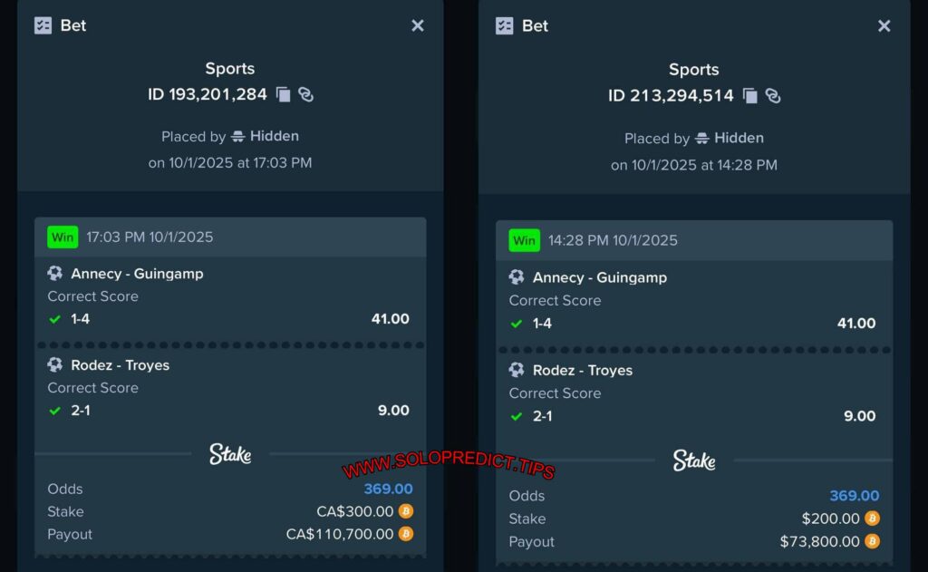 STAKE FIXED CORRECT SCORE MATCHES