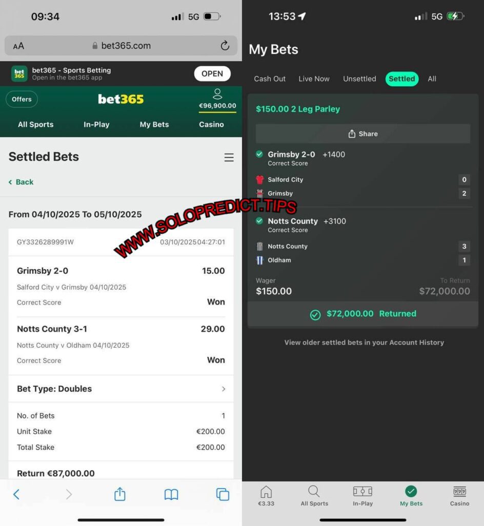 BET365 CORRECT FIXED MATCHES TIPS