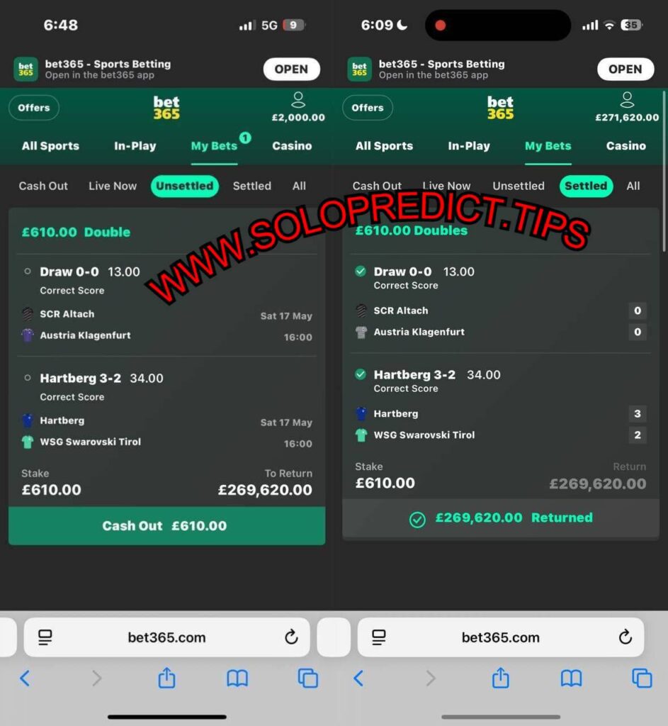BET365 FIXED CORRECT SCORE MATCHES TIPS