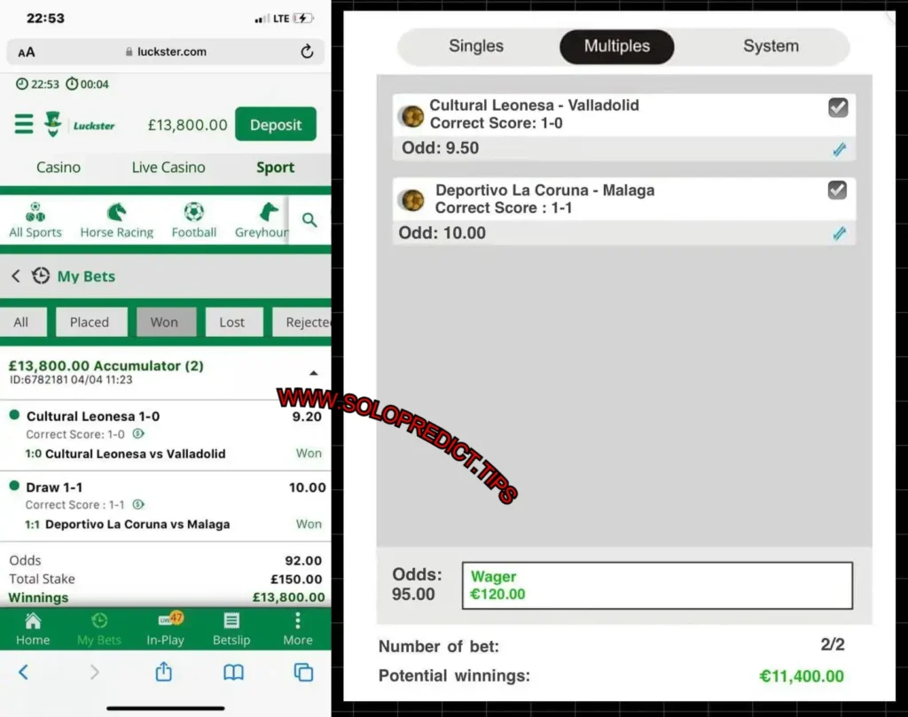 LUCKSTER SPORTS FIXED BETTING TIPS