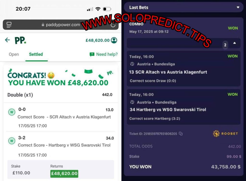 PADDYPOWER CORRECT SCORE FIXED MATCHES TIPS