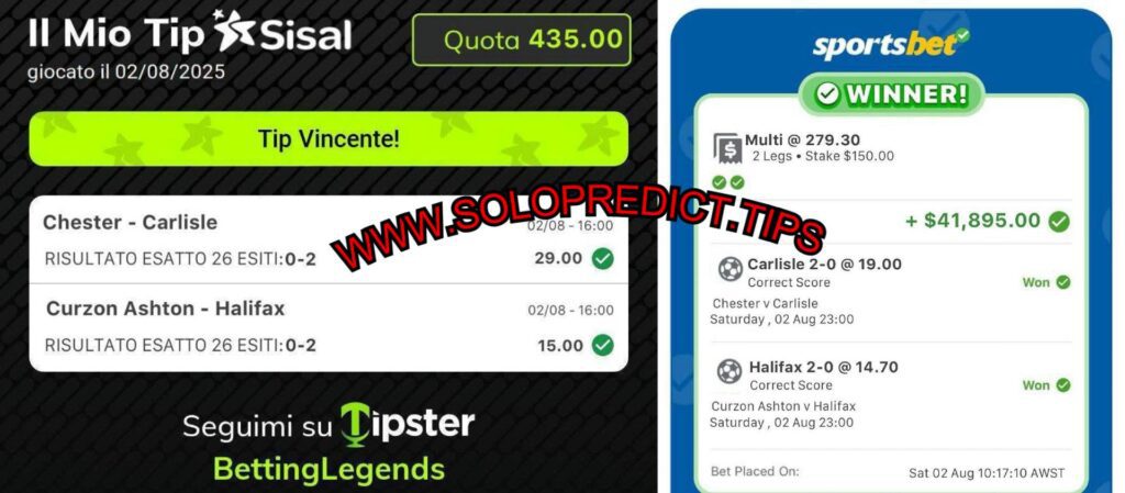 SISAL CORRECT SCORE SPORTS BET FIXED
