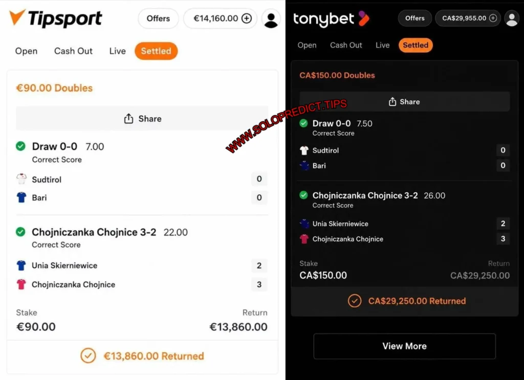 TONYBET CORRECT SCORE TIPS TONYBET CORRECT SCORE TIPS