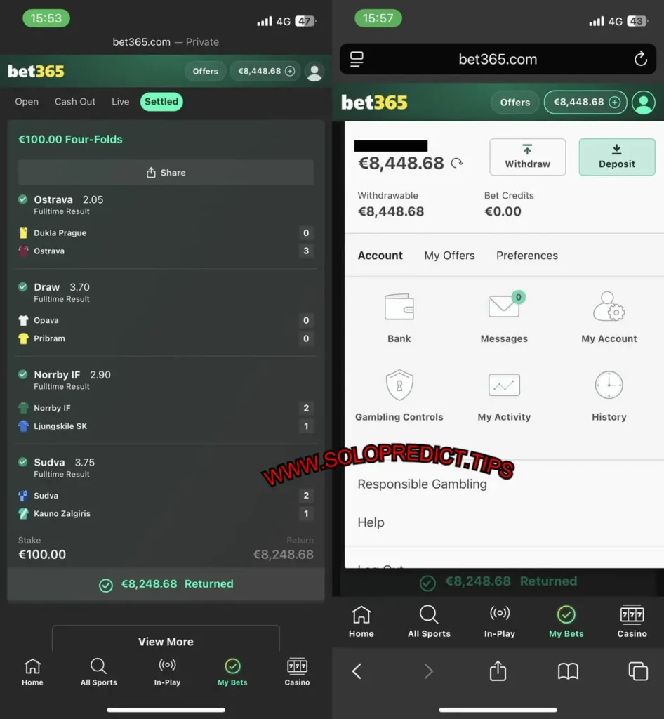 VIP SOLOPREDICT MATCHES 1X2 VIP SOLOPREDICT MATCHES 1X2