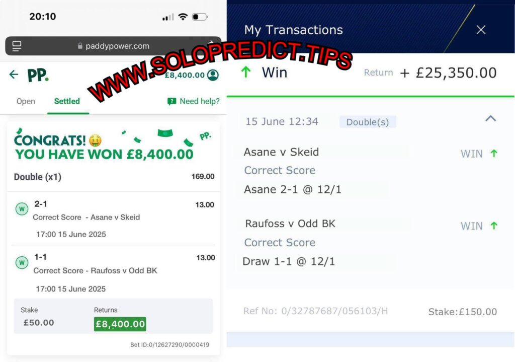 paddypower fixed correct score matches
